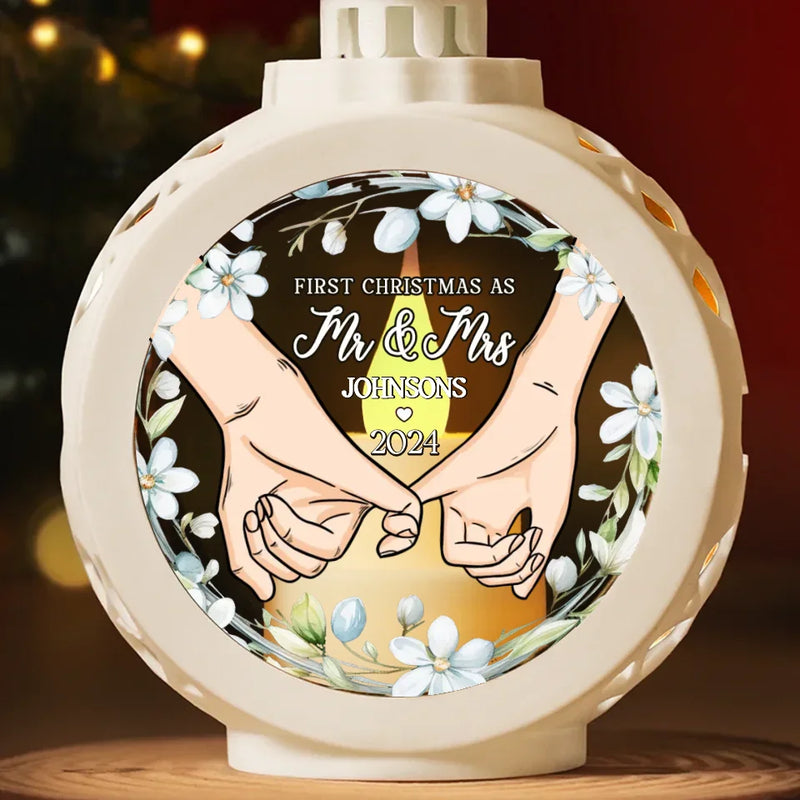 First Christmas Engages - Couple Candlelight Lantern Ornament - Christmas Gift For Husband Wife, Anniversary, First Christmas