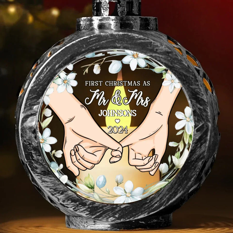 First Christmas Engages - Couple Candlelight Lantern Ornament - Christmas Gift For Husband Wife, Anniversary, First Christmas
