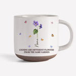 Custom Name Sister Flower Gifts - Personalized Pottery Mug