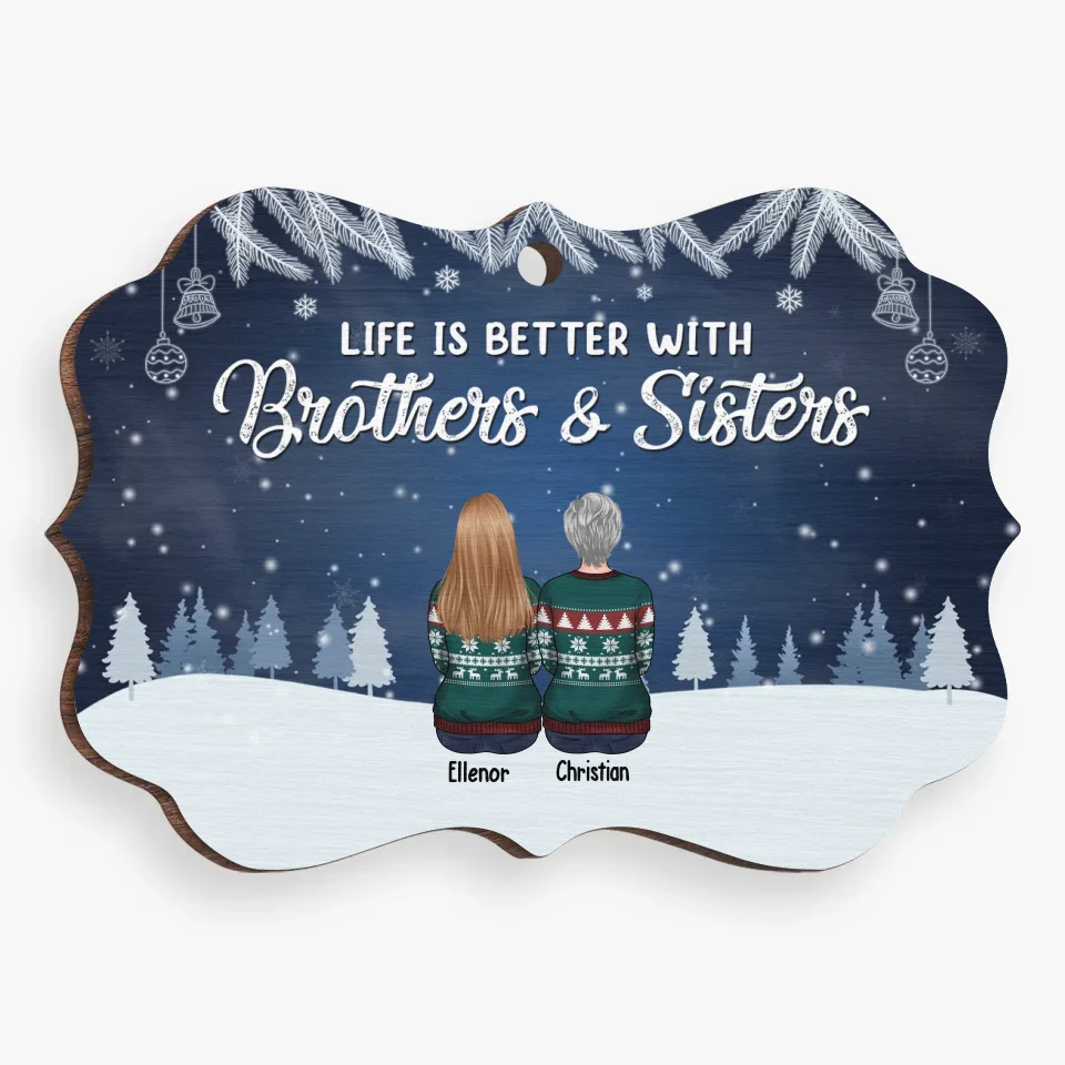 Brothers And Sisters Are As Close As Hands And Feet - Family Personalized Custom Ornament - Acrylic, Wood Benelux Shaped - Christmas Gift For Family Members, Siblings, Brothers, Sisters