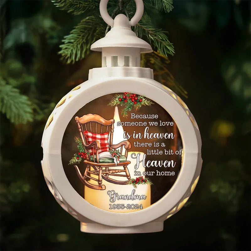 There Is A Little Bit Of Heaven In Our Home - Memorial Personalized Custom Candlelight Lantern Ornament - Sympathy Gift, Christmas Gift For Family Members