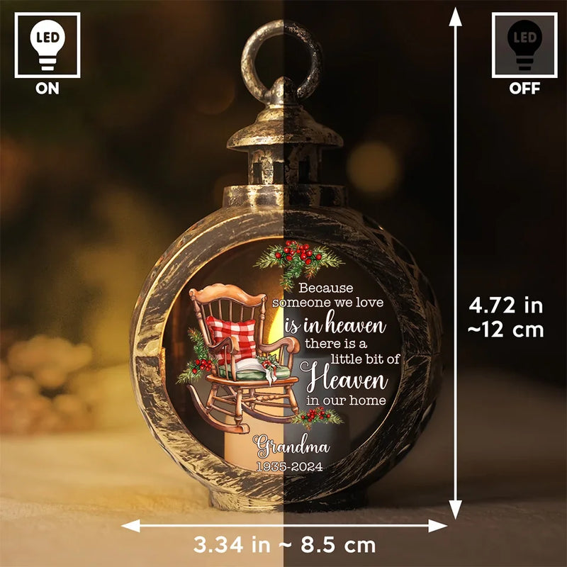 There Is A Little Bit Of Heaven In Our Home - Memorial Personalized Custom Candlelight Lantern Ornament - Sympathy Gift, Christmas Gift For Family Members