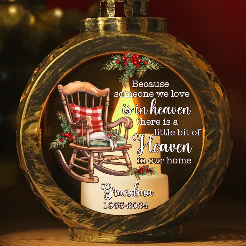 There Is A Little Bit Of Heaven In Our Home - Memorial Personalized Custom Candlelight Lantern Ornament - Sympathy Gift, Christmas Gift For Family Members
