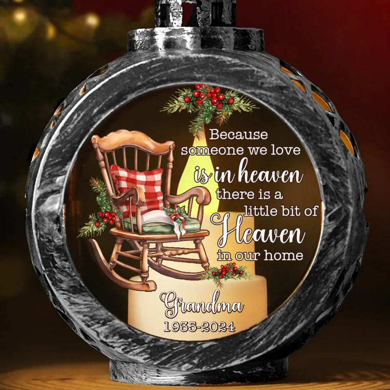 There Is A Little Bit Of Heaven In Our Home - Memorial Personalized Custom Candlelight Lantern Ornament - Sympathy Gift, Christmas Gift For Family Members