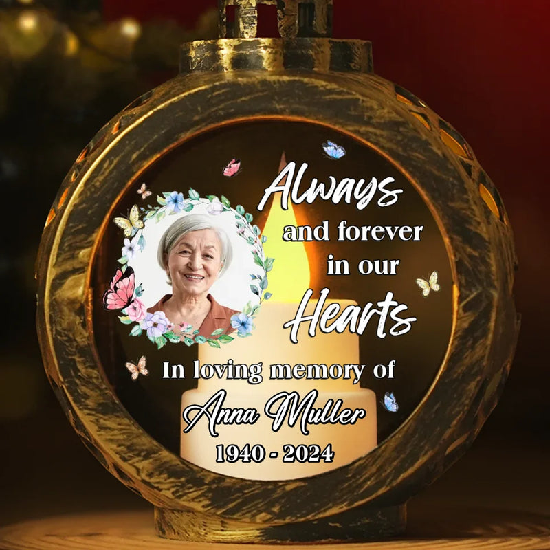 Custom Photo A Silent Thought, A Quiet Prayer - Memorial Personalized Custom Candlelight Lantern Ornament - Sympathy Gift, Christmas Gift For Family Members