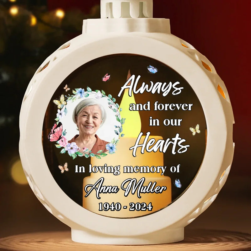 Custom Photo A Silent Thought, A Quiet Prayer - Memorial Personalized Custom Candlelight Lantern Ornament - Sympathy Gift, Christmas Gift For Family Members