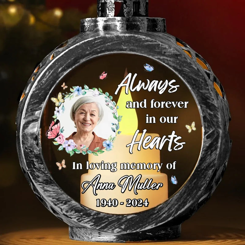 Custom Photo A Silent Thought, A Quiet Prayer - Memorial Personalized Custom Candlelight Lantern Ornament - Sympathy Gift, Christmas Gift For Family Members