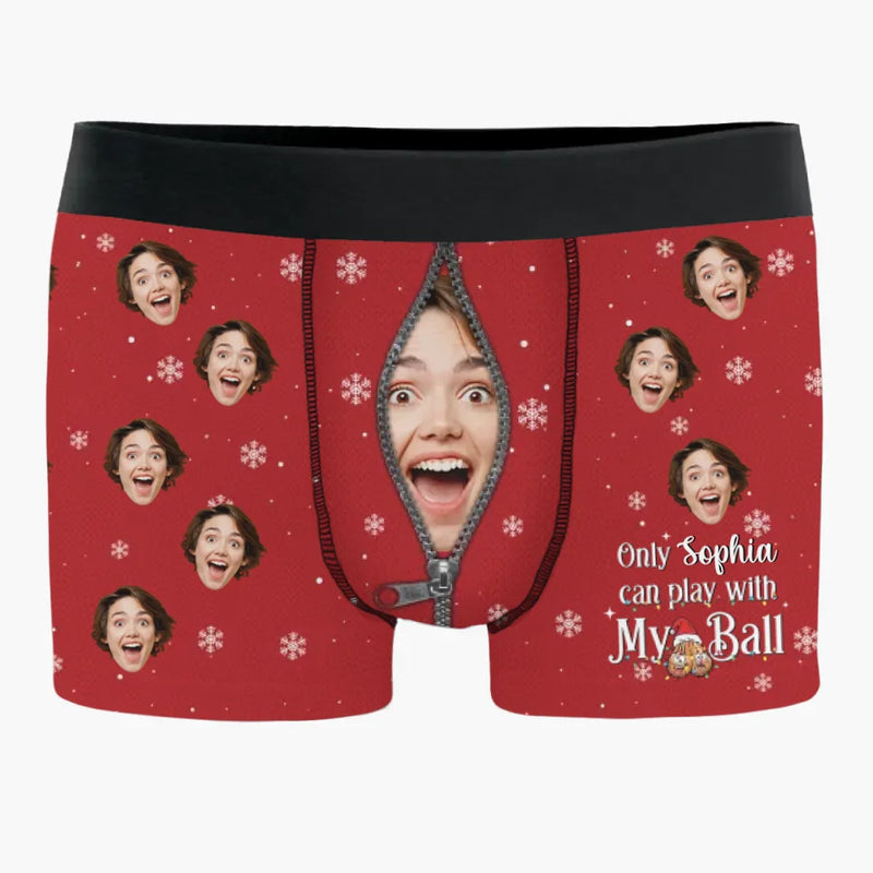 Custom Photo Only You Can Play With My Balls - Funny Personalized Custom Boxer Briefs, Men's Boxers - Christmas Gift For Boyfriend, Husband, Anniversary