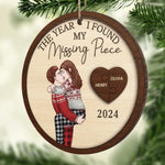 The Year I Discovered My Heart’s Missing Link - Couple Personalized Custom Ornament - Wood Custom Shaped - Christmas Gift For Husband Wife, Anniversary