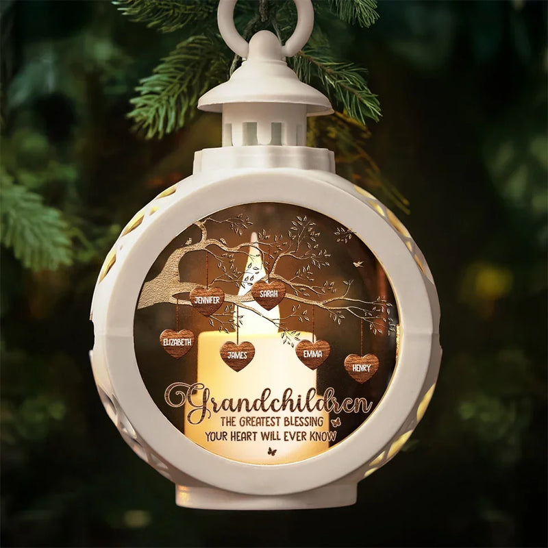 Grandkids Make Life More Grand - Family Personalized Custom Candlelight Lantern Ornament - Christmas Gift For Grandma, Grandpa, Grandkid