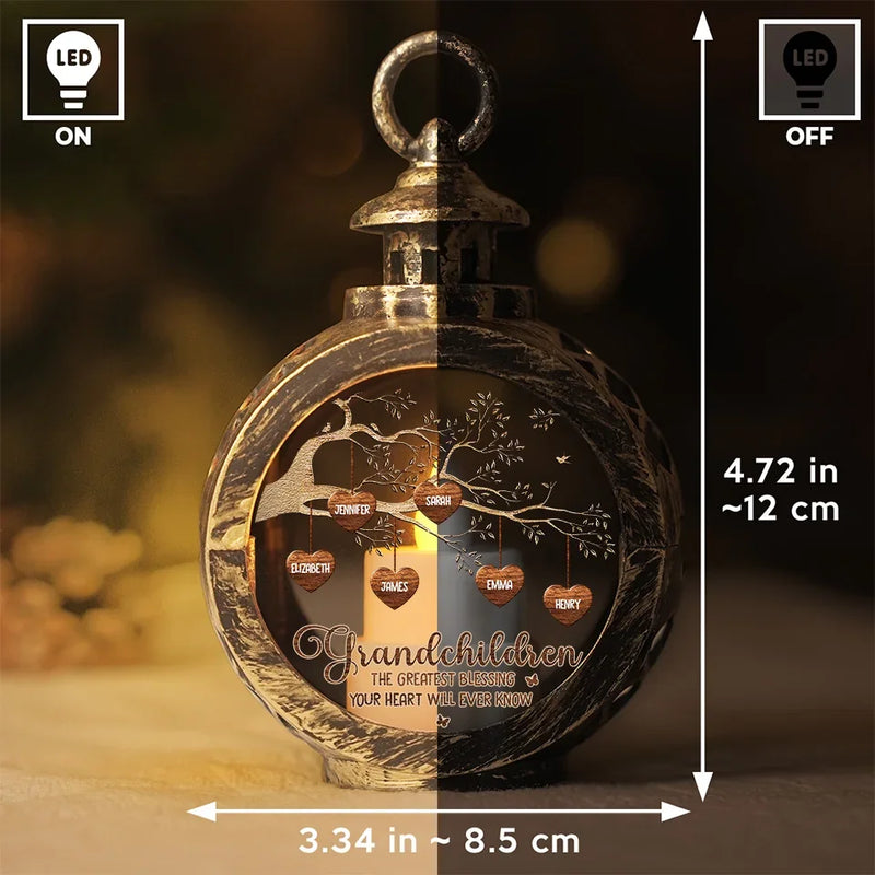 Grandkids Make Life More Grand - Family Personalized Custom Candlelight Lantern Ornament - Christmas Gift For Grandma, Grandpa, Grandkid