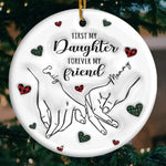 The Miracle Of A Mom Is In Her Love - Family Personalized Custom 3D Inflated Effect Printed Ornament - Ceramic Round Shaped - Christmas Gift For Mom, Daughter