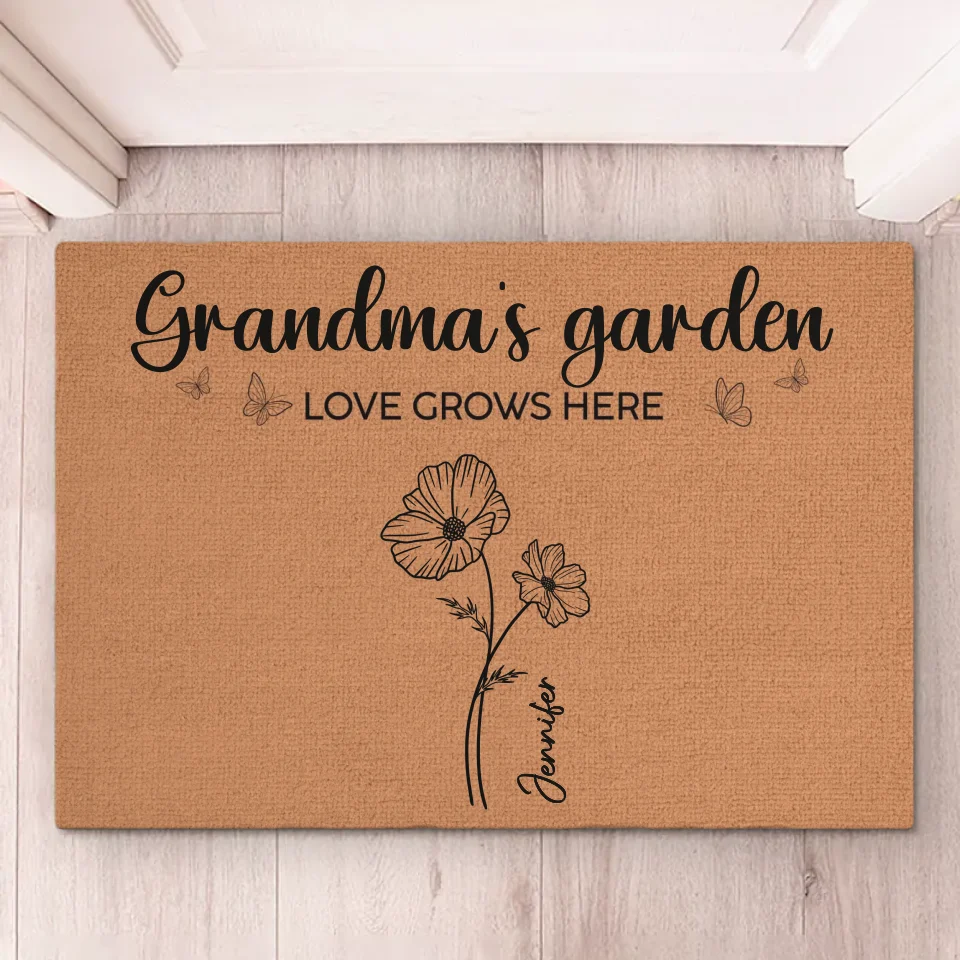 Grandma's Favorite Garden - Family Personalized Custom Home Decor Decorative Mat - Christmas Gift For Grandma, Grandkid