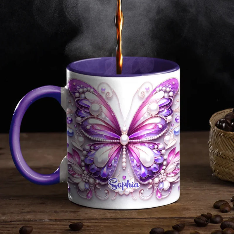 Shine Like A Butterfly - Bestie Personalized Custom 3D Inflated Effect Printed Accent Mug - Birthday Gift, Christmas Gift For Best Friends, BFF, Sisters, Mom, Daughter