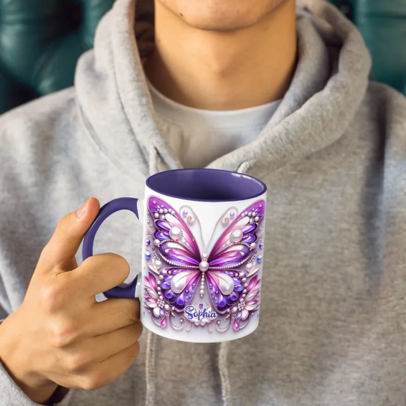 Shine Like A Butterfly - Bestie Personalized Custom 3D Inflated Effect Printed Accent Mug - Birthday Gift, Christmas Gift For Best Friends, BFF, Sisters, Mom, Daughter
