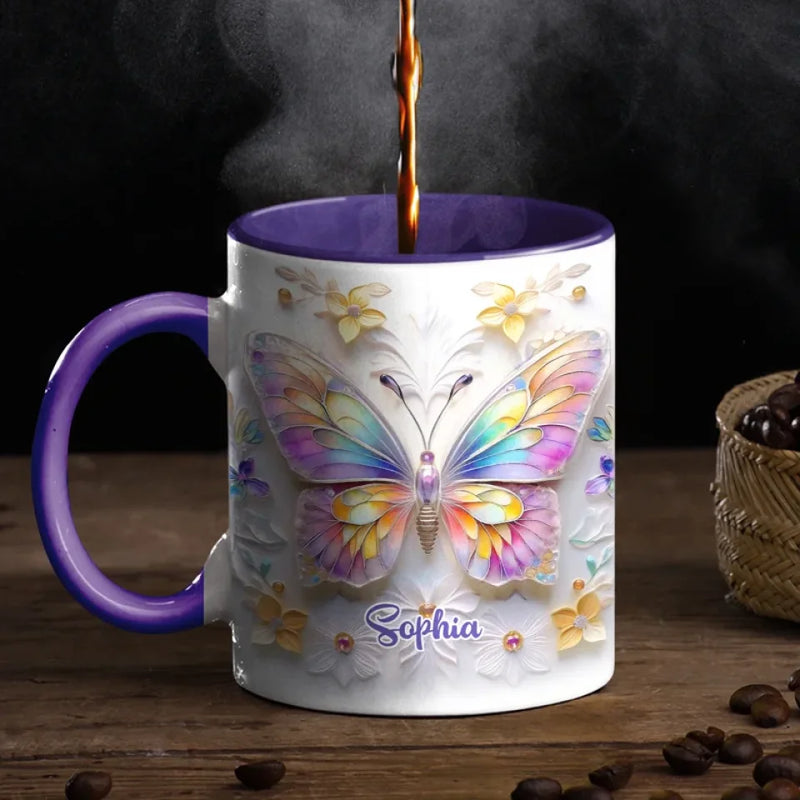 Delight In The Beauty Of Butterflies - Bestie Personalized Custom 3D Inflated Effect Printed Accent Mug - Birthday Gift, Christmas Gift For Best Friends, BFF, Sisters, Mom, Daughter