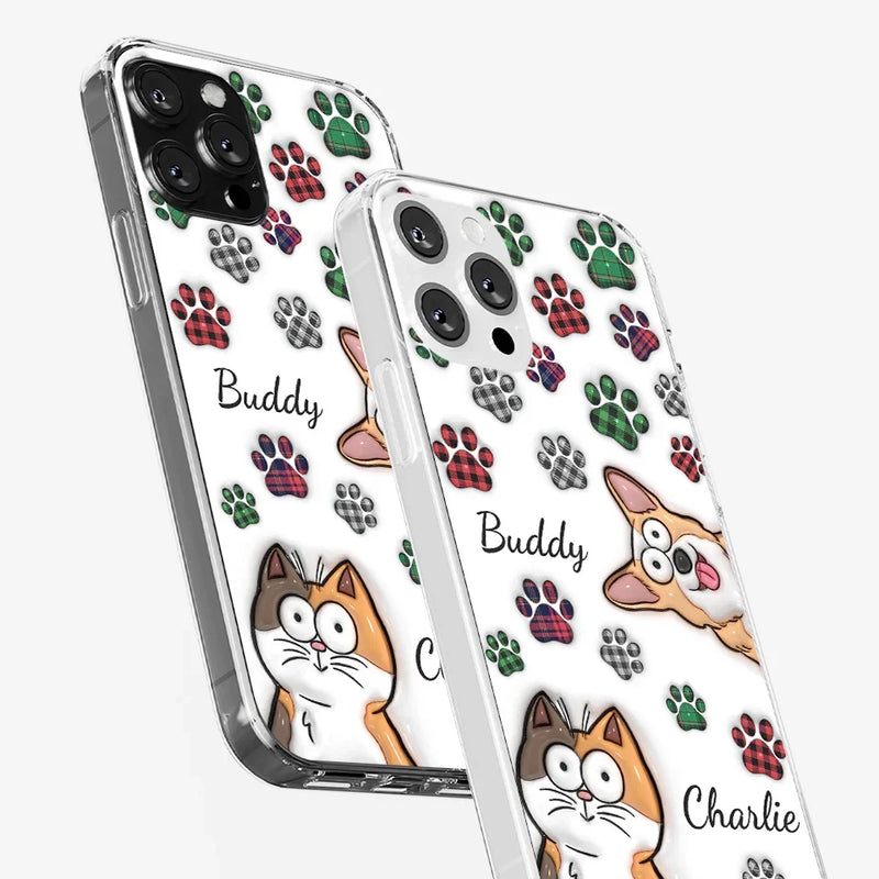 My Prints Follow Every Places You Go - Dog & Cat Personalized Custom 3D Inflated Effect Printed Clear Phone Case - Gift For Pet Owners, Pet Lovers