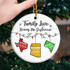 Long Distance Together Forever, Never Truly Apart - Family Personalized Custom Ornament - Ceramic Round Shaped - Christmas Gift For Family Members