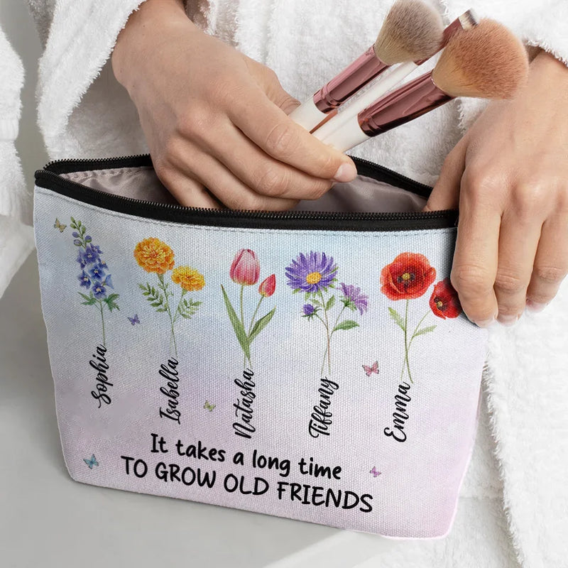 Together, We’re A Wildflower Field - Bestie Personalized Custom Cosmetic Bag - Gift For Best Friends, BFF, Sisters