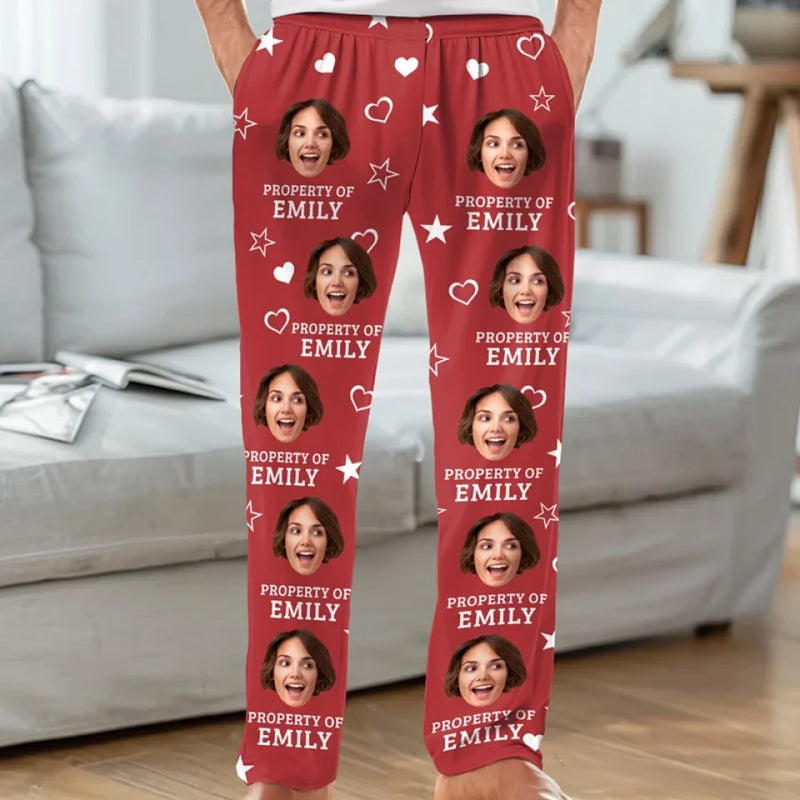 Custom Photo Love Is The Property Of Those Who Cherish It - Couple Personalized Custom Pajama Pants - Christmas Gift For Husband Wife, Anniversary