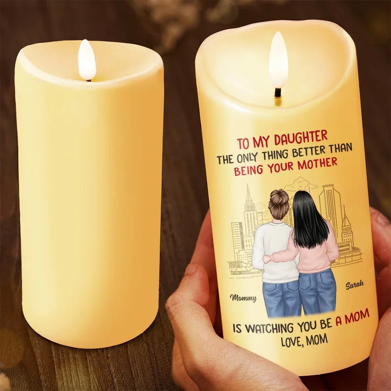 My Daughter, My Heart - Family Personalized Custom LED Candle - Christmas Gift For Mom, Daughter