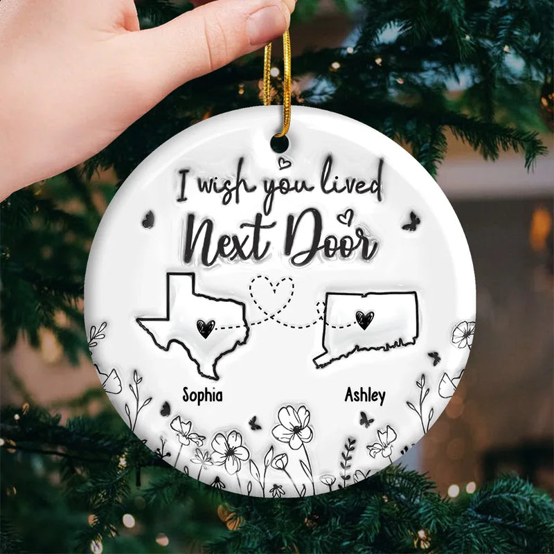 True Friendship Can Bridge Any Gap Between Us - Bestie Personalized Custom 3D Inflated Effect Printed Ornament - Ceramic Round Shaped - Christmas Gift For Best Friends, BFF, Sisters