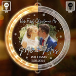 Custom Photo First Christmas Gifts for Couples - Personalized LED Pendant Light Ornament