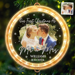Custom Photo First Christmas Gifts for Couples - Personalized LED Pendant Light Ornament