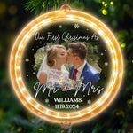 Custom Photo First Christmas Gifts for Couples - Personalized LED Pendant Light Ornament