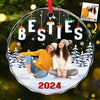 Custom Photo This Christmas Will Be With You - Bestie Personalized Custom Circle Glass Ornament - Christmas Gift For Best Friends, BFF, Sisters, Coworkers