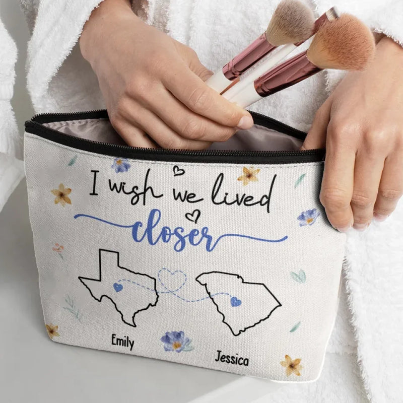 Apart In Distance, Close In Heart - Bestie Personalized Custom Cosmetic Bag - Gift For Best Friends, BFF, Sisters