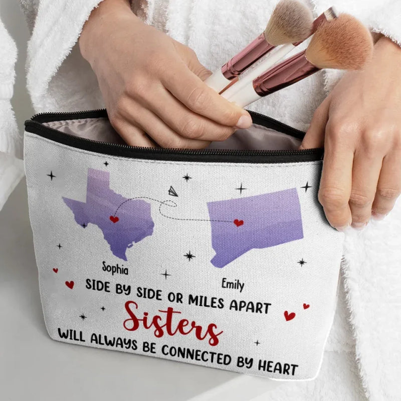 Distance Doesn’t Break Friendships, It Strengthens Them - Bestie Personalized Custom Cosmetic Bag - Gift For Best Friends, BFF, Sisters