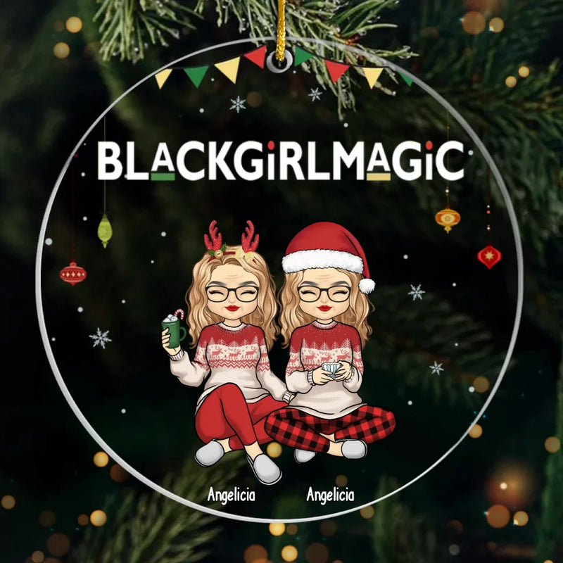Let's Be Naughty And Save Santa The Trip - Bestie Personalized Custom Ornament - Acrylic Custom Shaped - Christmas Gift For Best Friends, BFF, Sisters