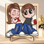 Together We Can Face Anything That Comes - Couple Personalized Custom 2-Layered Wooden Plaque With Stand - Gift For Husband Wife, Anniversary