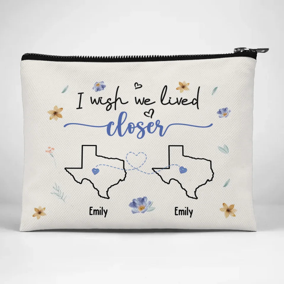 Apart In Distance, Close In Heart - Bestie Personalized Custom Cosmetic Bag - Gift For Best Friends, BFF, Sisters