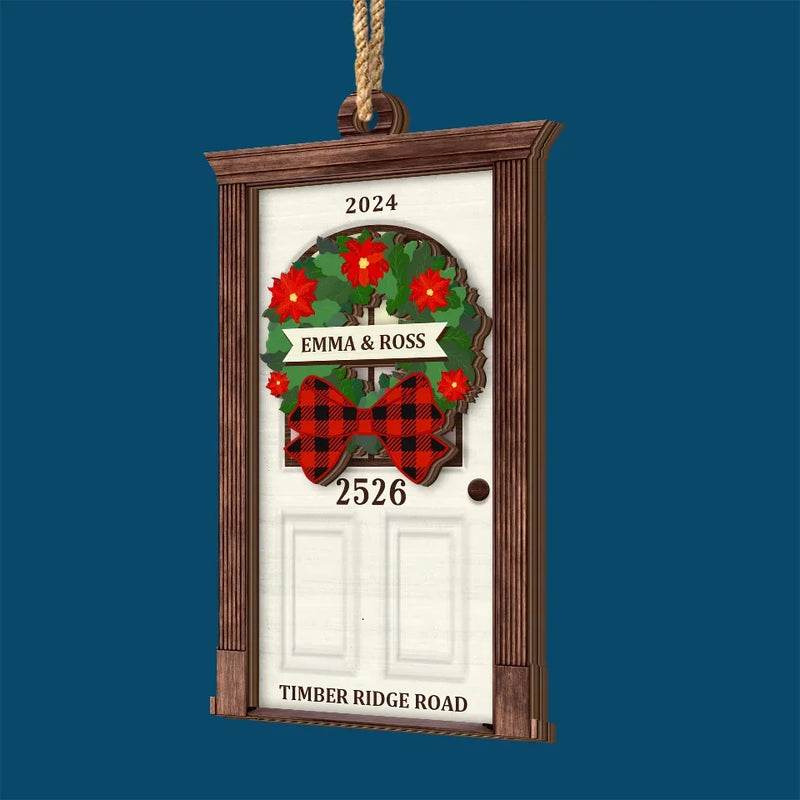 The Best Part Of Christmas Is Being With You, In Our Cozy Little Home - Couple Personalized Custom Shaped 2 Layered Wood Christmas Ornament - Christmas Gift For Husband Wife, Anniversary