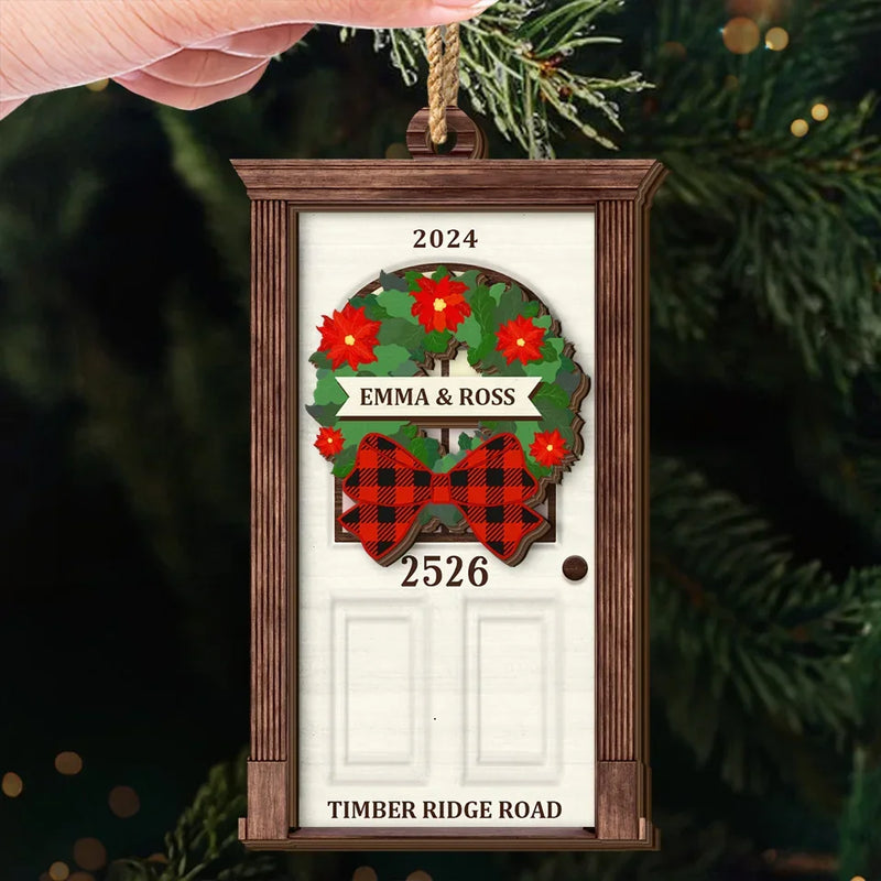 The Best Part Of Christmas Is Being With You, In Our Cozy Little Home - Couple Personalized Custom Shaped 2 Layered Wood Christmas Ornament - Christmas Gift For Husband Wife, Anniversary
