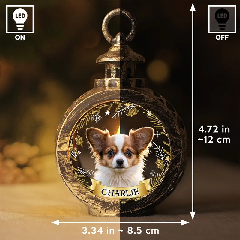Custom Photo No Longer By My Side, But Forever In My Heart - Memorial Personalized Custom Candlelight Lantern Ornament - Sympathy Gift, Christmas Gift For Pet Owners, Pet Lovers
