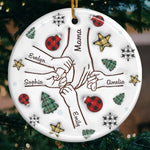 Mom's Hand, My Constant Guide - Family Personalized Custom 3D Inflated Effect Printed Ornament - Ceramic Round Shaped - Christmas Gift For Mom, Grandma