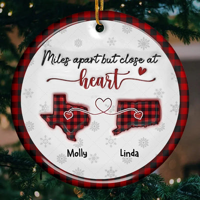 Friendship Is The Thread That Connects Our Hearts - Bestie Personalized Custom 3D Inflated Effect Printed Ornament - Ceramic Round Shaped - Christmas Gift For Best Friends, BFF, Sisters