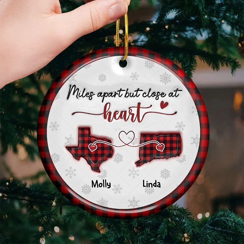 Friendship Is The Thread That Connects Our Hearts - Bestie Personalized Custom 3D Inflated Effect Printed Ornament - Ceramic Round Shaped - Christmas Gift For Best Friends, BFF, Sisters