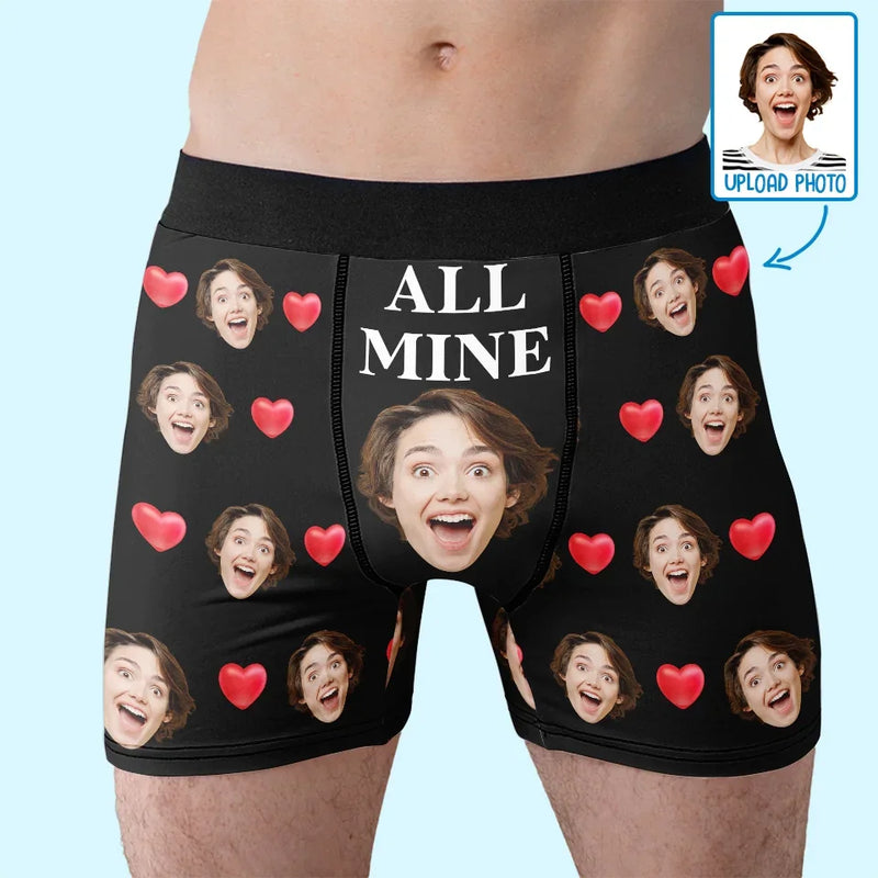 Custom Photo You Are All Mine - Couple Personalized Custom Boxer Briefs, Men's Boxers - Christmas Gift For Husband Wife, Anniversary