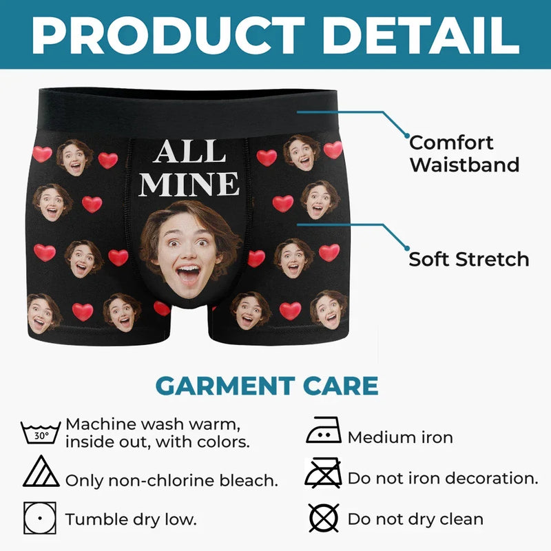 Custom Photo You Are All Mine - Couple Personalized Custom Boxer Briefs, Men's Boxers - Christmas Gift For Husband Wife, Anniversary