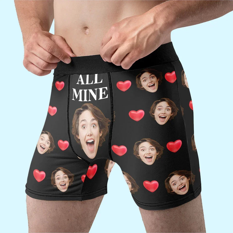 Custom Photo You Are All Mine - Couple Personalized Custom Boxer Briefs, Men's Boxers - Christmas Gift For Husband Wife, Anniversary