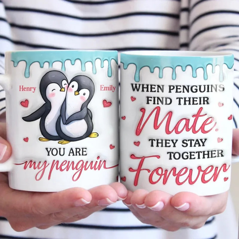 Our Love Is Like The Bond Of Penguins, Unbreakable And Eternal - Couple Personalized Custom 3D Inflated Effect Printed Mug - Gift For Husband Wife, Anniversary
