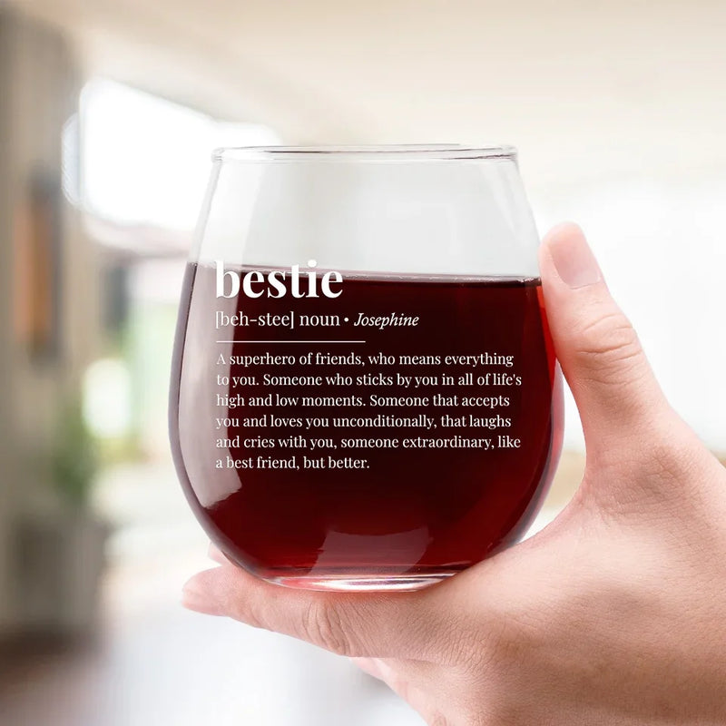 Wine Brings Us Together In The Best Way - Bestie Personalized Custom Wine Glass - Gift For Best Friends, BFF, Sisters