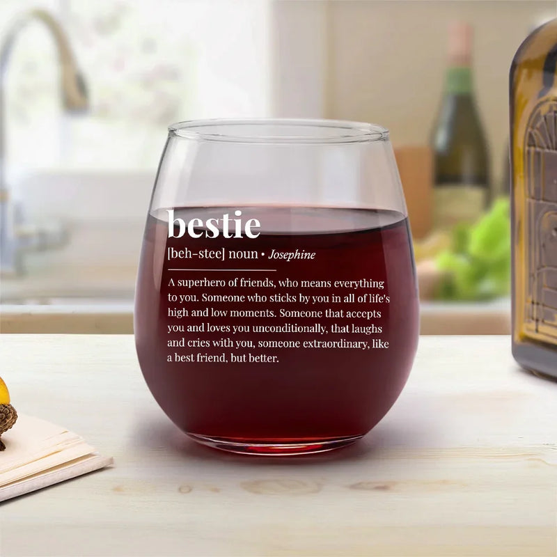 Wine Brings Us Together In The Best Way - Bestie Personalized Custom Wine Glass - Gift For Best Friends, BFF, Sisters