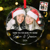 Custom Photo I Feel Grateful For Having You - Bestie Personalized Custom Circle Glass Ornament - Christmas Gift For Best Friends, BFF, Sisters