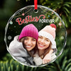 Custom Photo Besties Forever - Bestie Personalized Custom Circle Glass Ornament - Christmas Gift For Best Friends, BFF, Sisters, Coworker