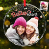 Custom Photo Besties Forever - Bestie Personalized Custom Circle Glass Ornament - Christmas Gift For Best Friends, BFF, Sisters, Coworker